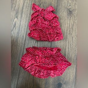 Baby Gap Red Floral Ruffled Outfit (2 piece)
